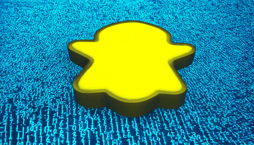 3D-Snap-Logo über einem Pool von Binärcode