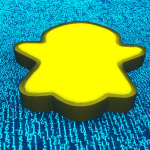 3D-Snap-Logo über einem Pool von Binärcode