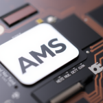 AMS-Logo auf Smartphone-Hardware nahaufnahme.