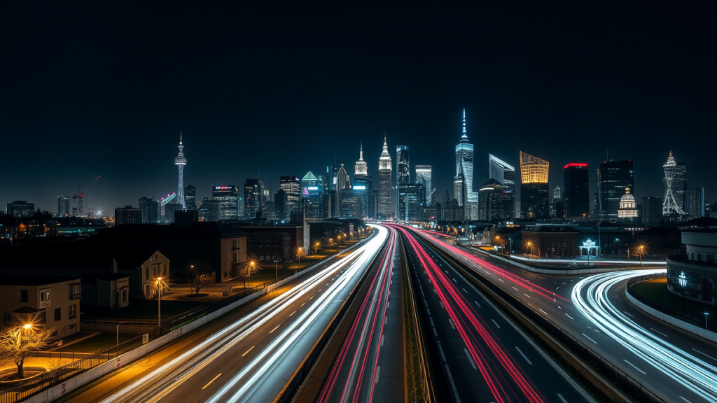 Zeitraffer einer Stadt bei Nacht