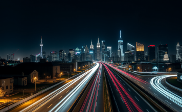 Zeitraffer einer Stadt bei Nacht