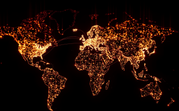 Globale Finanzmärkte, leuchtende Netzwerke