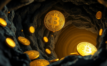 Digitale Darstellung von Bitcoin-Mining