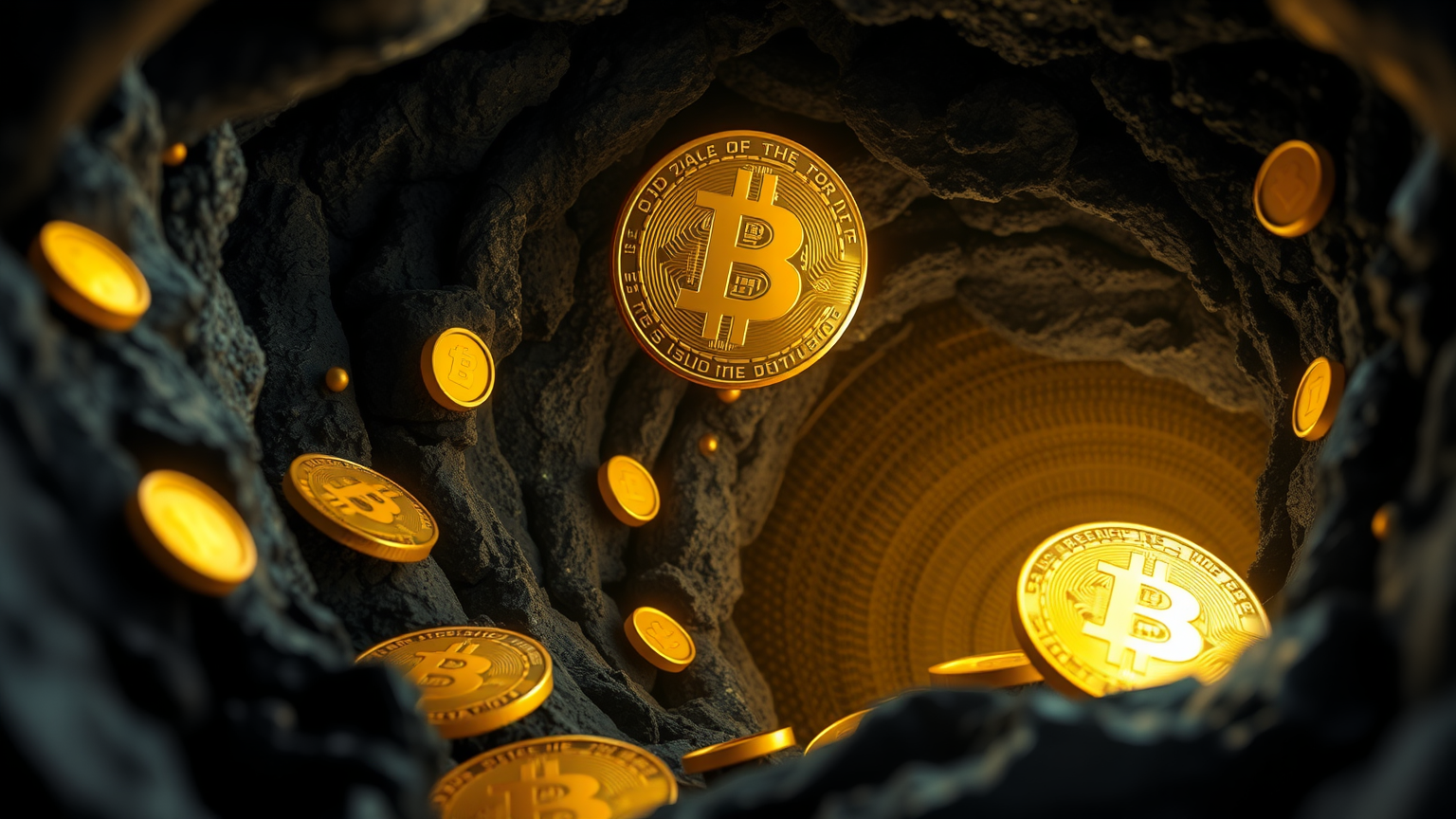 Digitale Darstellung von Bitcoin-Mining