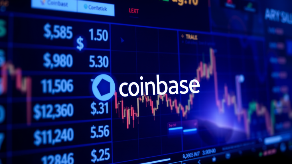 Futuristische Interface mit Coinbase-Logo