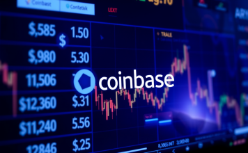 Futuristische Interface mit Coinbase-Logo