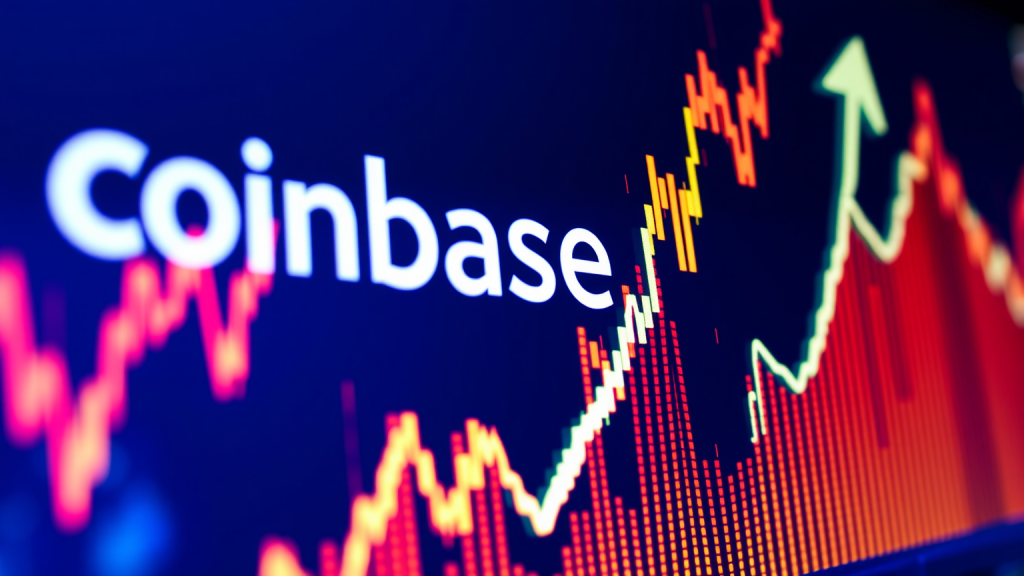 Börsenticker mit steigendem Coinbase-Aktienkurs