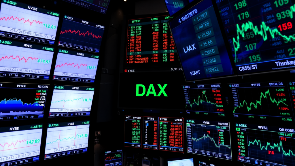 Handelsboden mit grünem DAX-Index