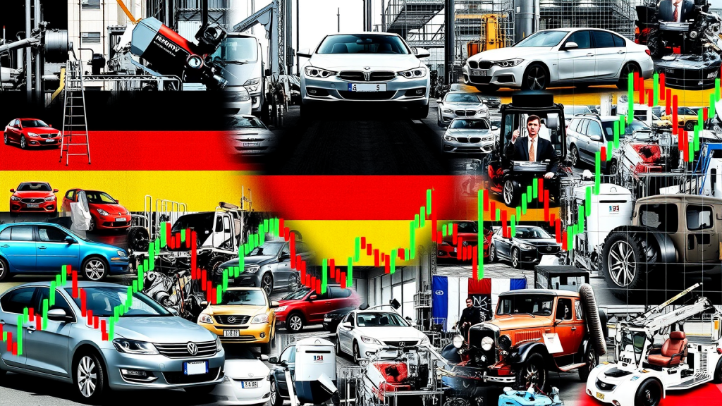 Industrieikonen und DAX-Diagramme