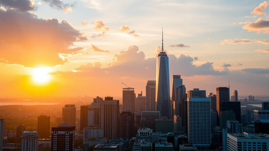 Sonnenaufgang über Finanzdistrikt