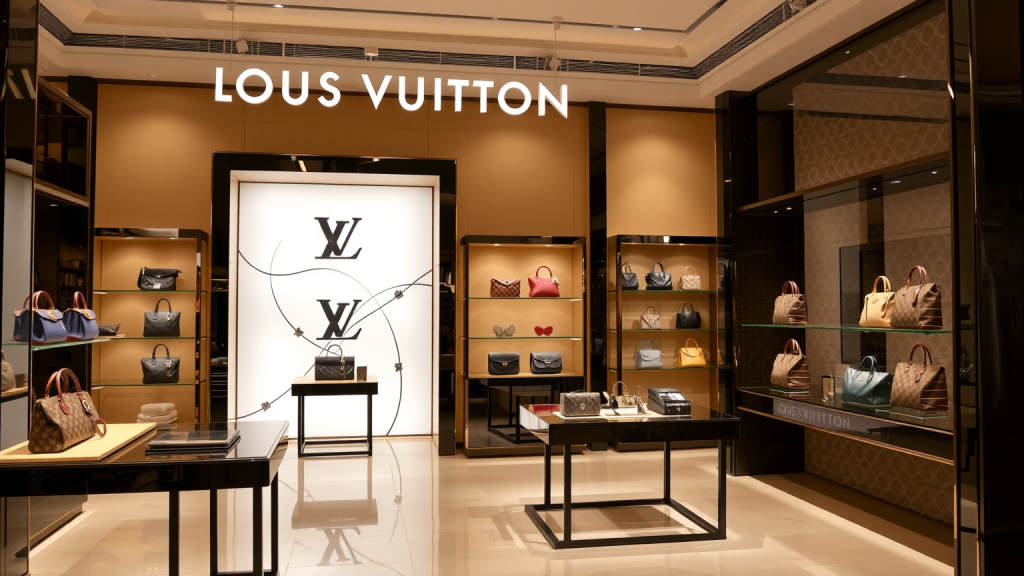 Elegante Louis Vuitton Boutique mit Handtaschen