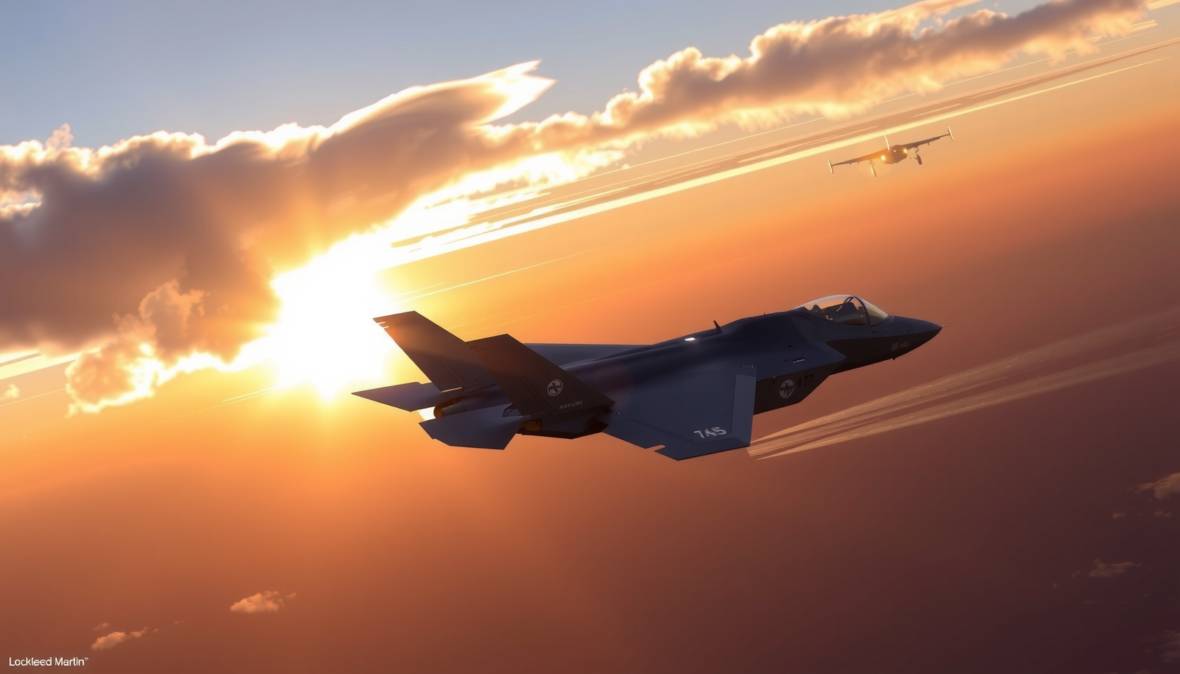 Lockheed Martin F-35 bei Sonnenuntergang