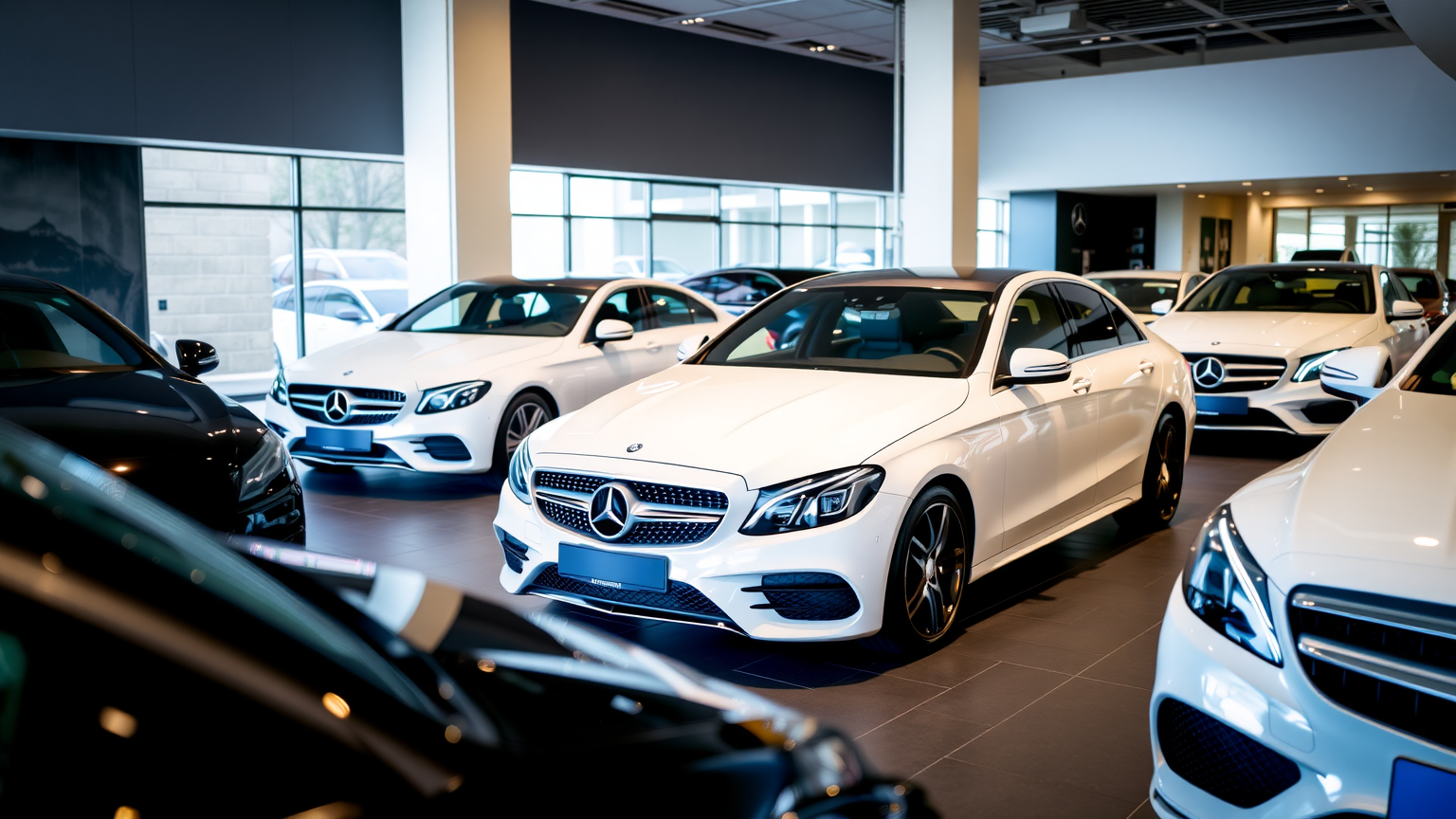 Mercedes-Benz Luxusautos im Ausstellungsraum