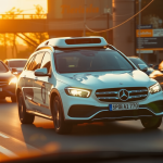 Mercedes-Benz-Autonomes Fahrzeug im Abendverkehr