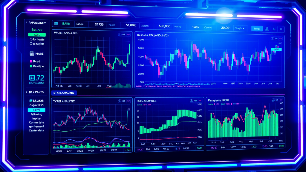 Futuristische digitale Schnittstelle mit Aktiencharts