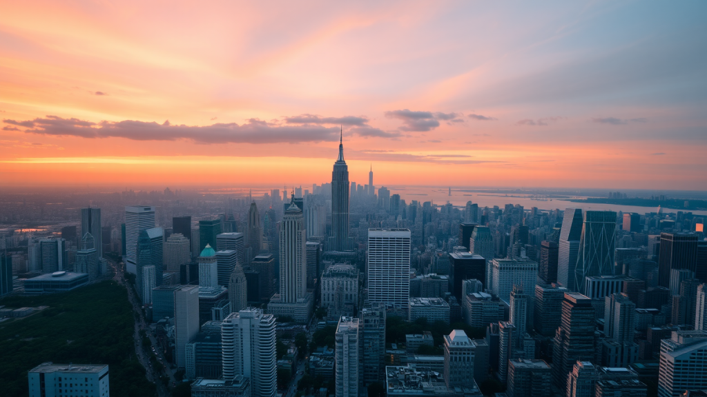 Finanzdistrikt bei Sonnenaufgang