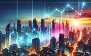 Digitales Diagramm mit dramatischem Anstieg