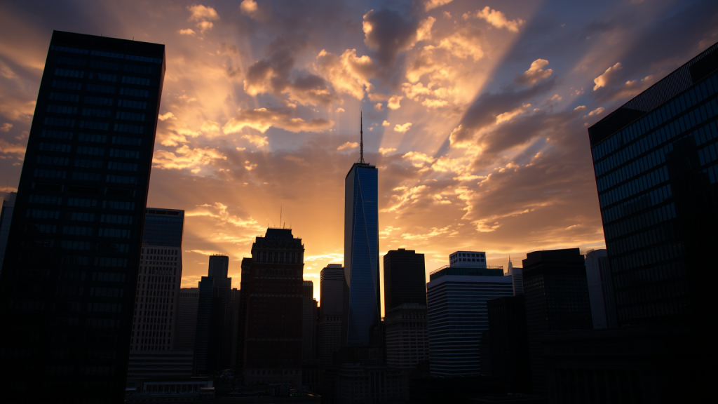 Finanzviertel im Sonnenuntergang