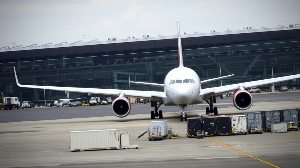 Airbus-Frachtflugzeug bei Landung