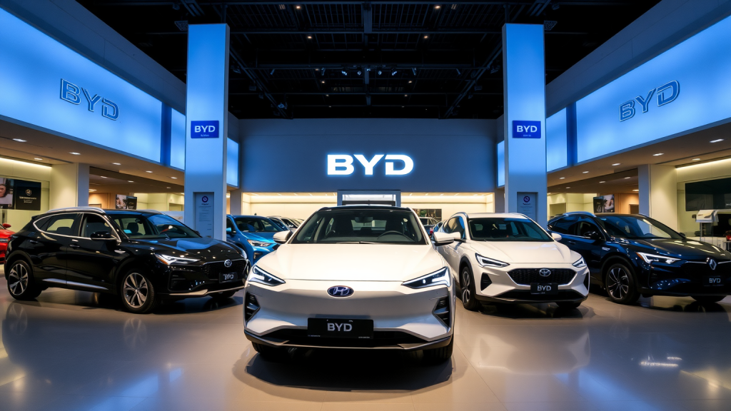 BYD-Autohaus mit Elektrofahrzeugen