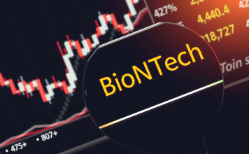 Nahaufnahme BioNTech-Aktienindex im Anstieg