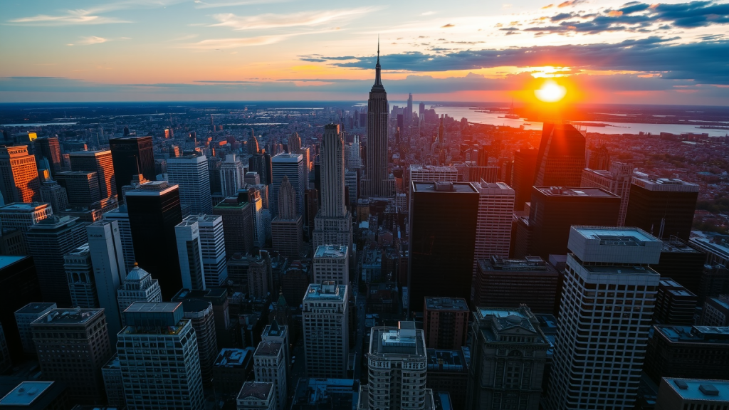 Finanzviertel bei Sonnenuntergang