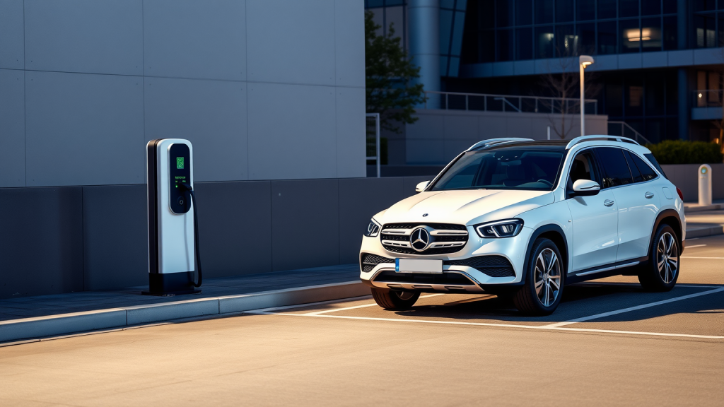 Mercedes-Benz-Elektro-SUV an einer modernen Ladestation