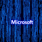 Beleuchtete Datenströme mit Microsoft-Logo