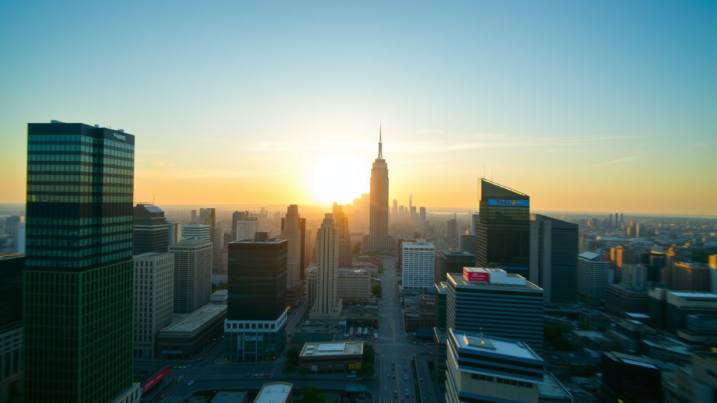 Sonnenaufgang über Finanzviertel