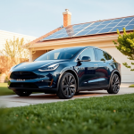 Tesla Model Y vor Solardach