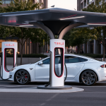 Tesla-Supercharger in Stadt