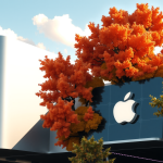 Moderner Apple-Campus im Herbst