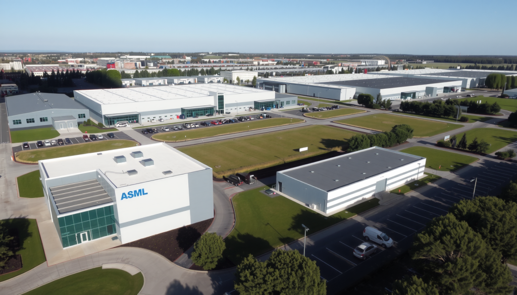 Luftaufnahme der modernen ASML-Produktionsstätte