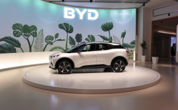 BYD-Ausstellungsraum mit neuem Solarfahrzeug