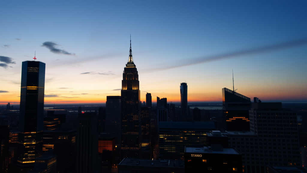 Finanzbezirk bei Sonnenuntergang