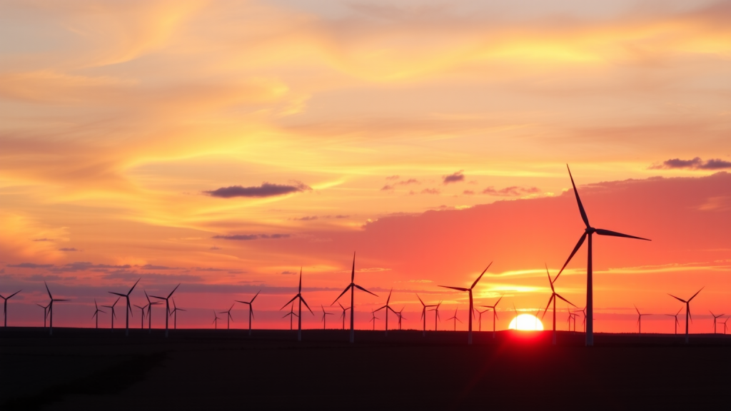 Baywa AG Windenergie bei Sonnenuntergang