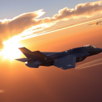 Lockheed Martin F-35 bei Sonnenuntergang