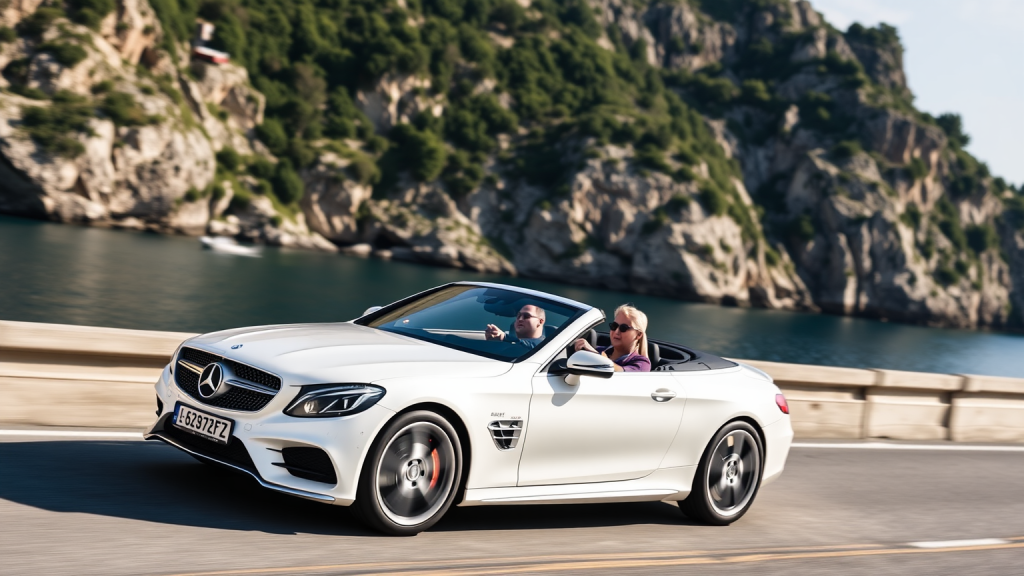 Mercedes-Benz-Cabriolet an der Amalfi-Küste