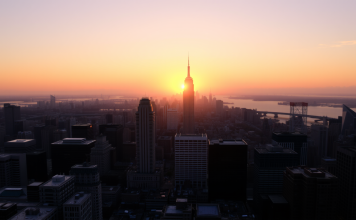 Sonnenaufgang über der Stadt