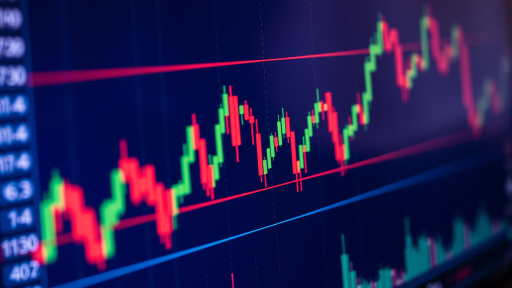 Detailansicht eines Börsediagramms auf einem Bildschirm