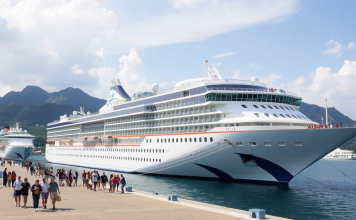 Luxuriöses TUI-Kreuzfahrtschiff im Hafen