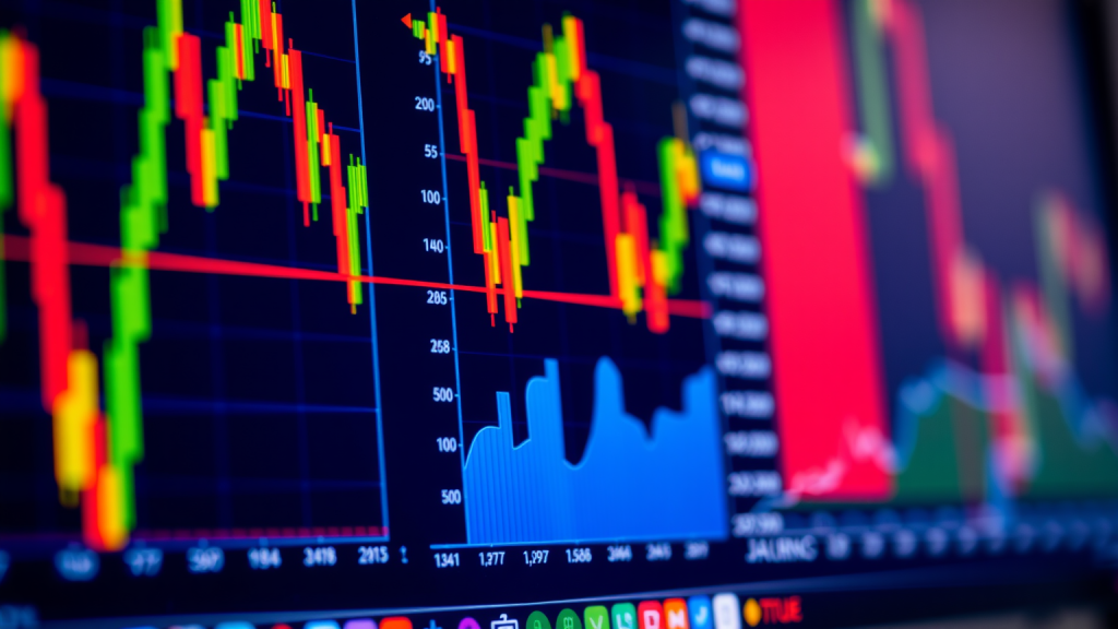 Aktienmarkt-Charts auf einem Computermonitor