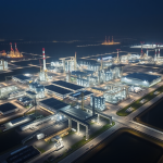 BASF Industriekomplex bei Nacht