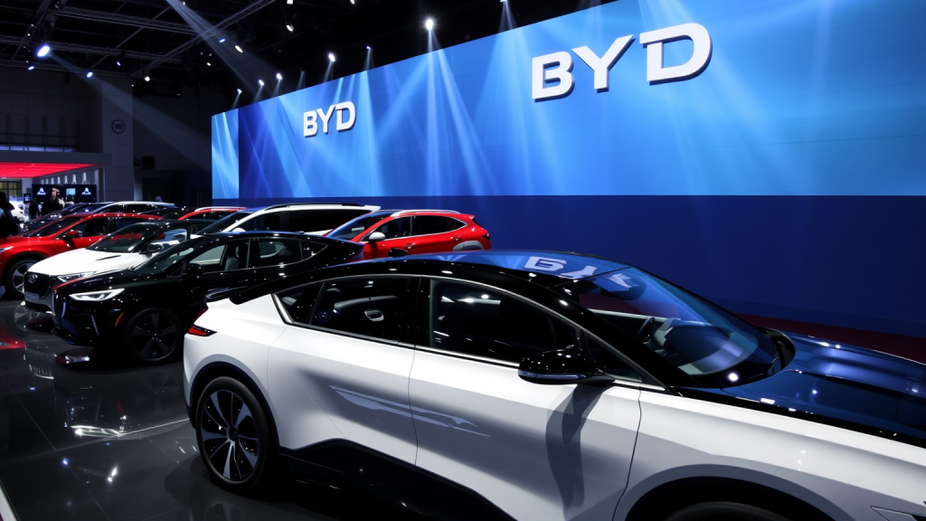 BYD-Fahrzeuge auf einer internationalen Automesse