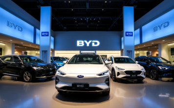 BYD-Autohaus mit Elektrofahrzeugen