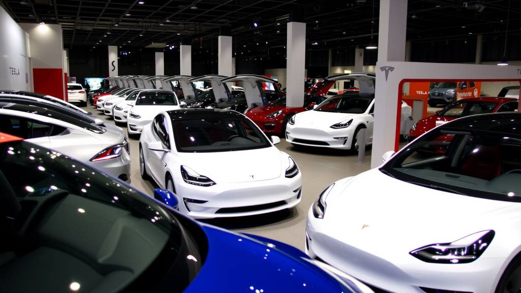 Tesla-Modelle im Showroom