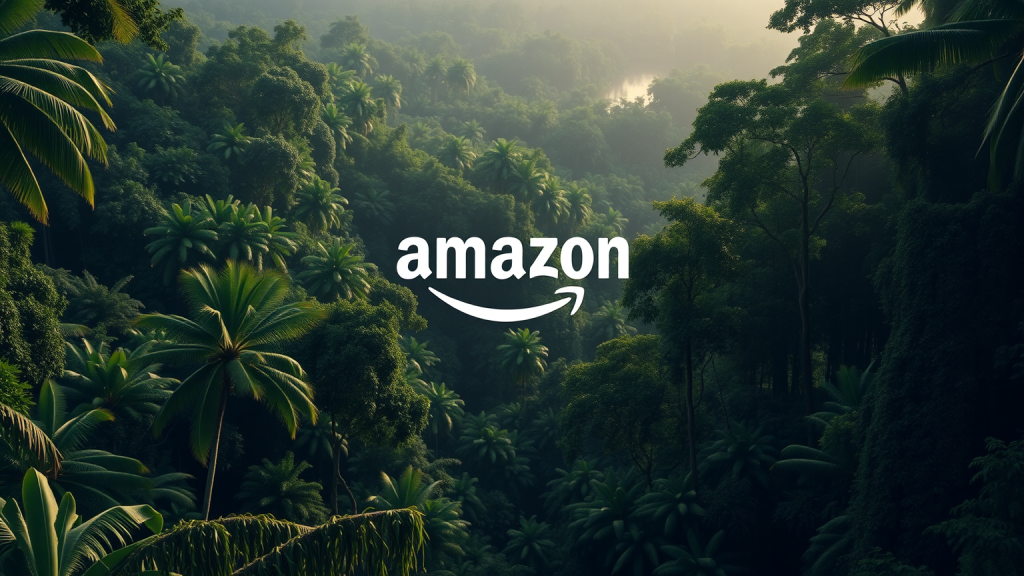 Amazon Regenwald mit Logo