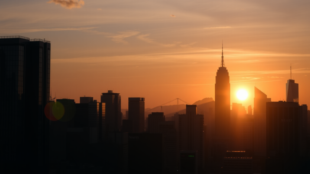 Finanzbezirk bei Sonnenaufgang