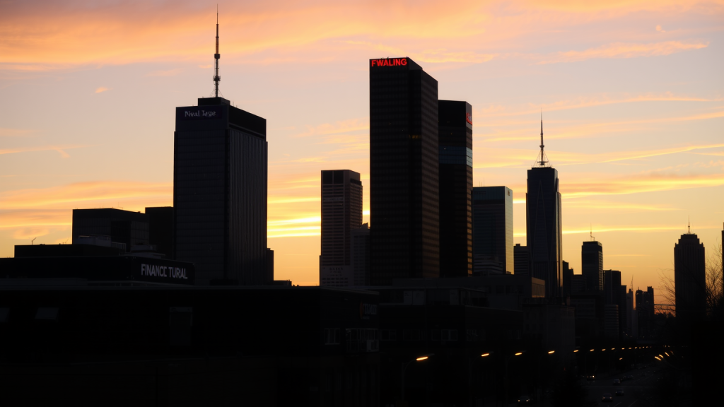 Stadtsilhouette bei Sonnenuntergang